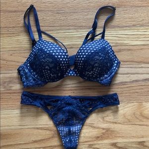 Victoria’s Secret navy blue lace lingerie set